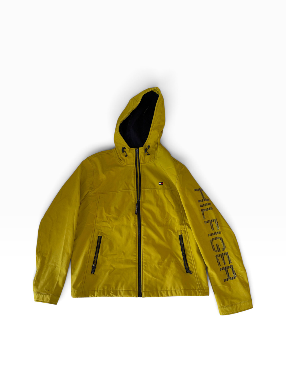 Tommy Hilfiger Full Zip Jacket | Yellow with Navy Hood | Men's L